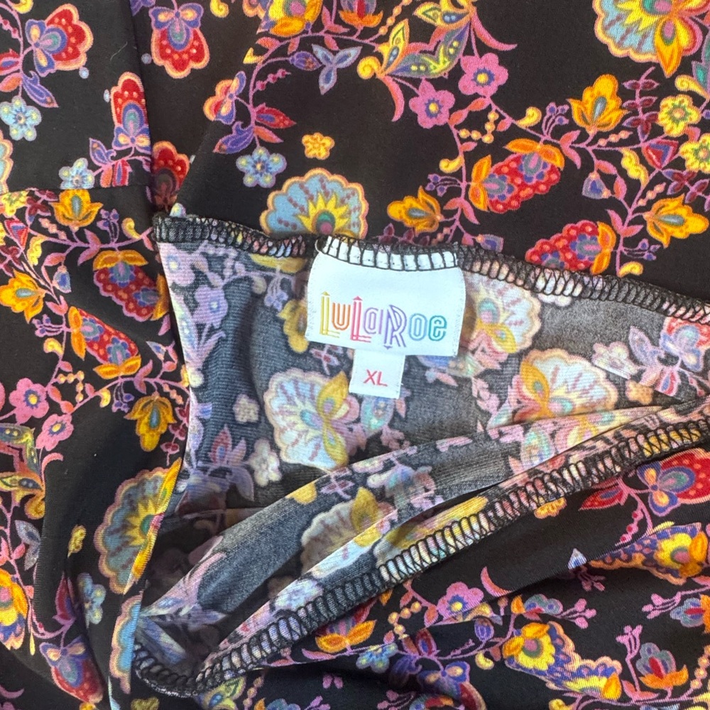 LuLaRoe XL Floral Maxi Skirt A-Line Flowing Foldover Yoga Waist Boho - Picture 7 of 11